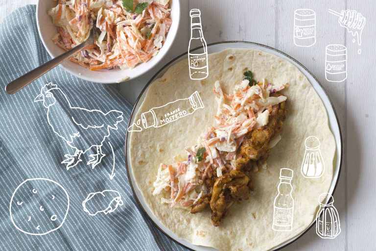 Pittig-zoete sticky kip met coleslaw