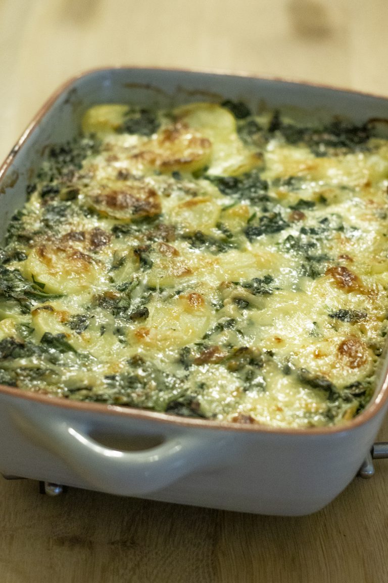 Aardappelgratin met spinazie